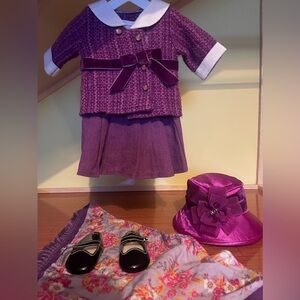 American Girl Doll Dress, shoes, hat and scarf
